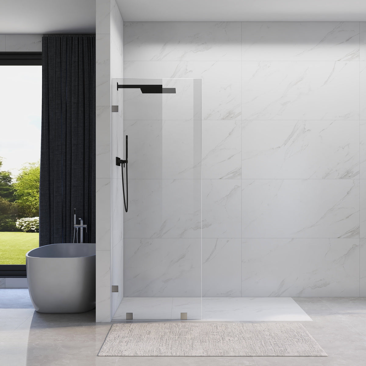DSH07B2-39 in W x 80 in. H Frameless Fixed Shower Glass Panel with 3/8 in. Clear Tempered Glass