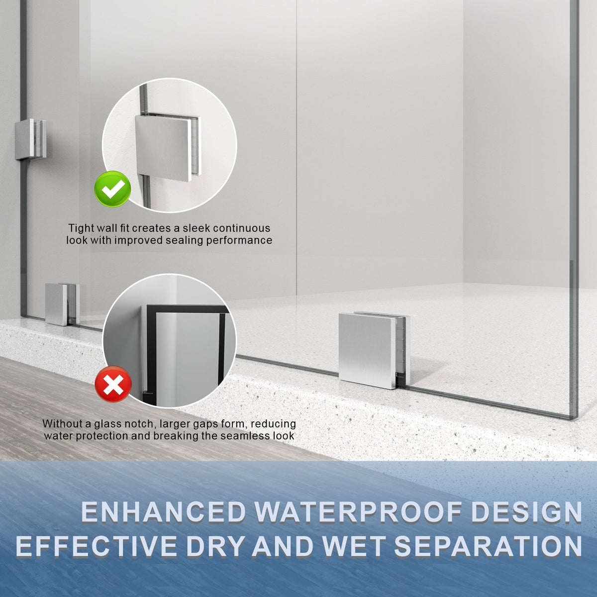 DSH07B2-29 in W x 80 in. H Frameless Fixed Shower Glass Panel with 3/8 in. Clear Tempered Glass