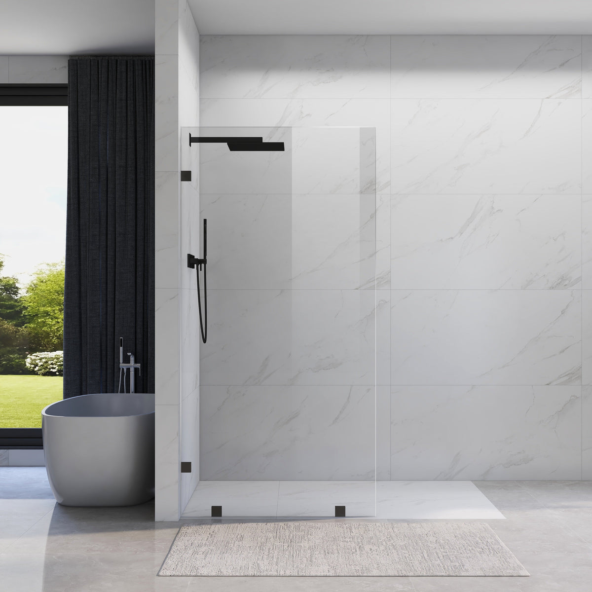 DSH07B2-42 in W x 80 in. H Frameless Fixed Shower Glass Panel with 3/8 in. Clear Tempered Glass