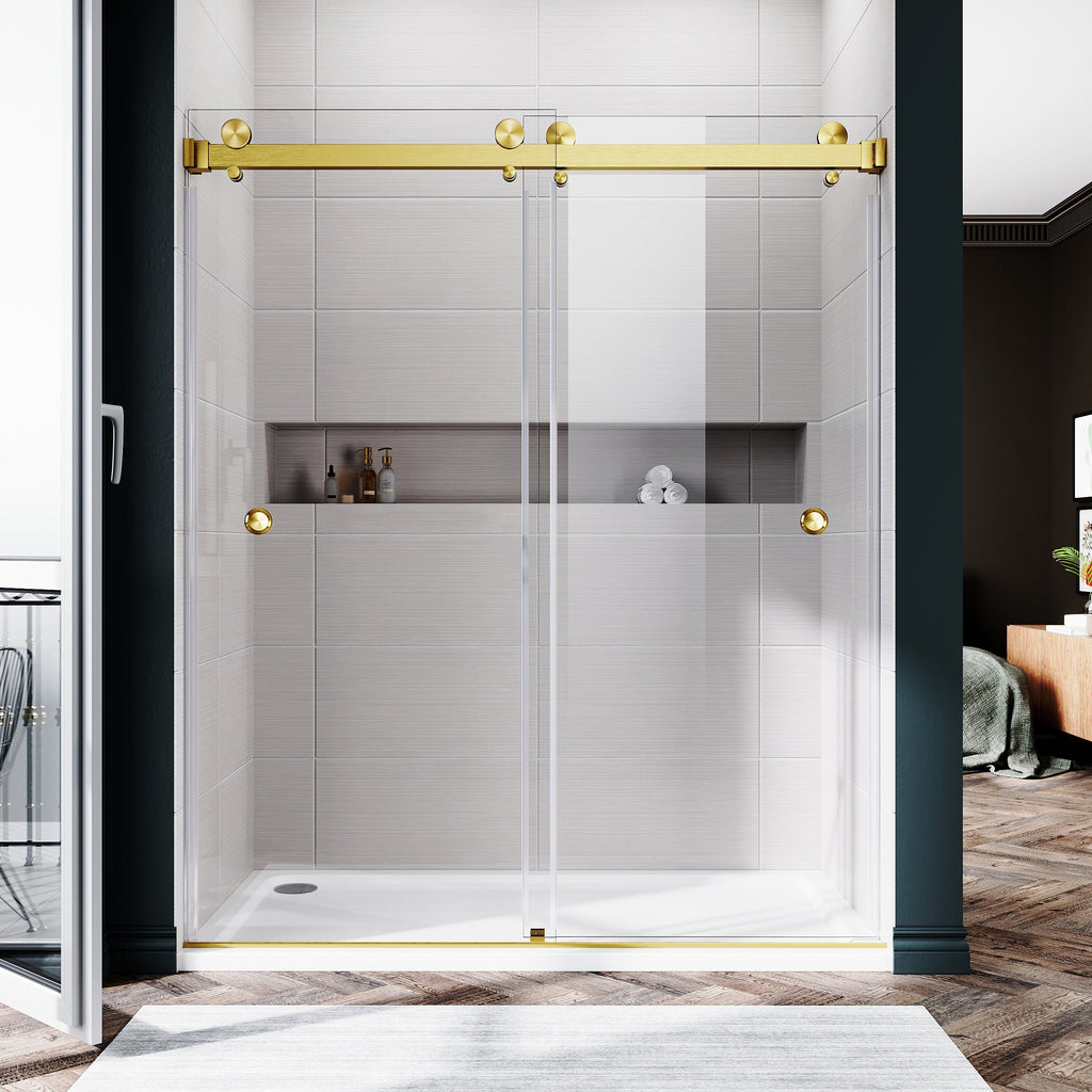 DSD01 61 to 65 in. W x 76 or 80in. 2TB H Double Sliding Frameless Shower Door, EnduroShield 3/8 in. Clear Glass
