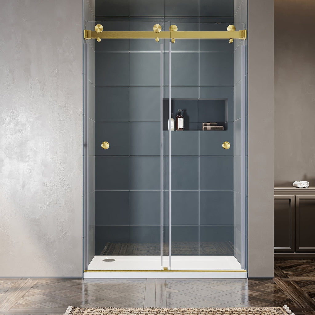 DSD01 50 to 55 in. W x 76 or 80in. 2FP H Double Sliding Frameless Shower Door, EnduroShield 3/8 in. Clear Glass