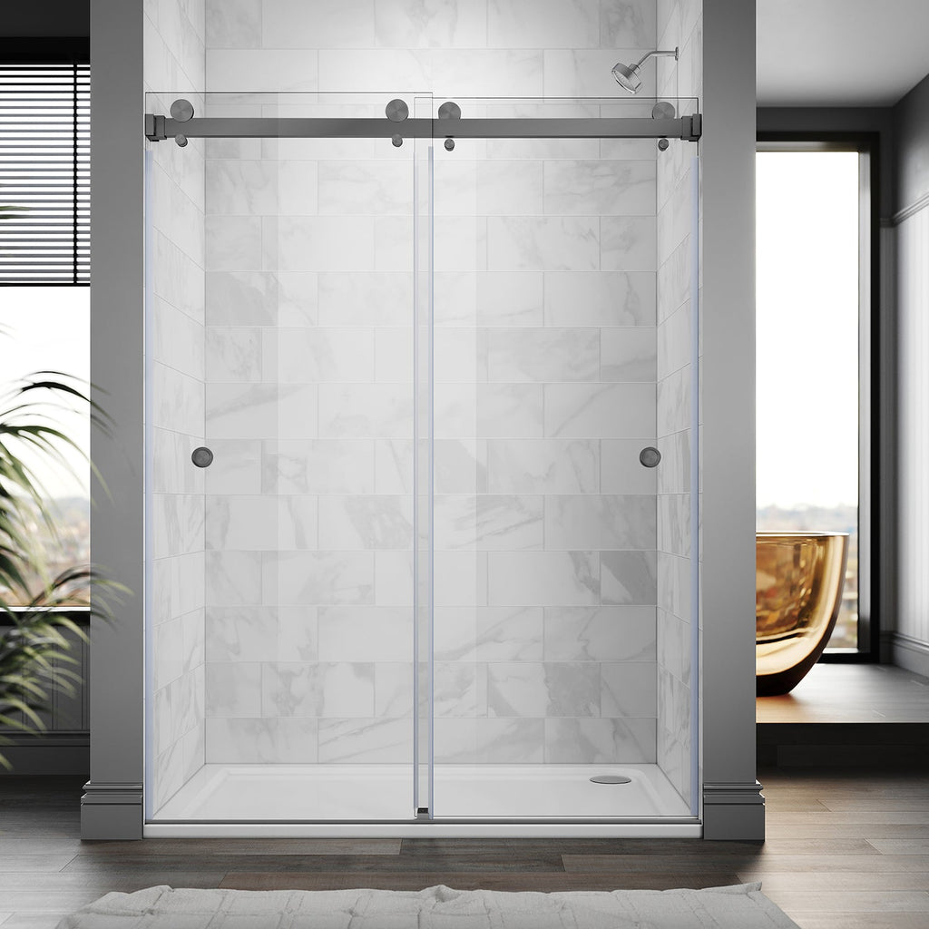 DSD01 61 to 65 in. W x 76 or 80in. 2FP H Double Sliding Frameless Shower Door, EnduroShield 3/8 in. Clear Glass