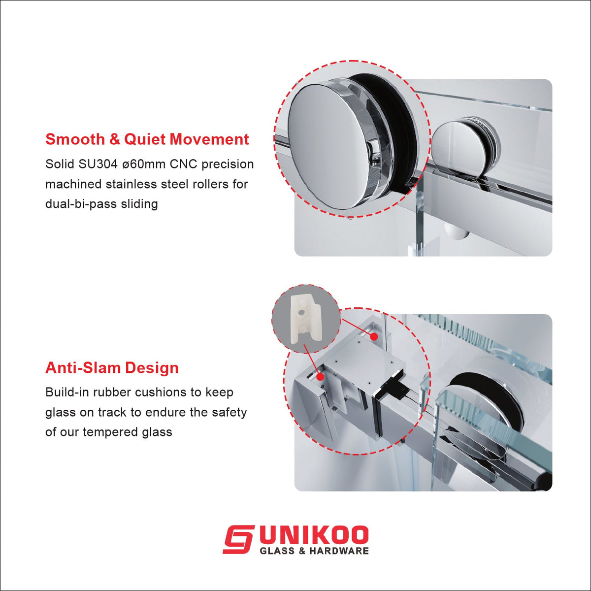 DSD01 46 to 49 in. W x 76 or 80 in. H Double Sliding Frameless Shower Door Enduro Shield 3/8 in. Clear Glass