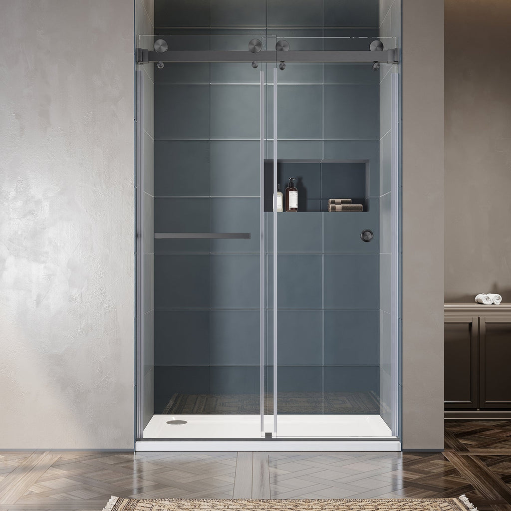 DSD01 46 to 49 in. W x 76 or 80 in. H Double Sliding Frameless Shower Door Enduro Shield 3/8 in. Clear Glass