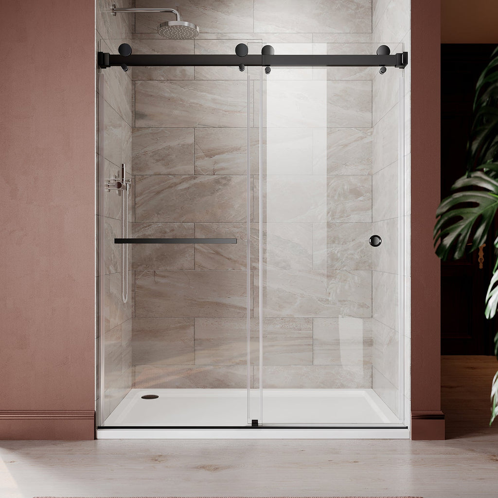 DSD01 50 to 55 in. W x 76 or 80 in. H Double Sliding Frameless Shower Door, EnduroShield 3/8 in. Clear Glass