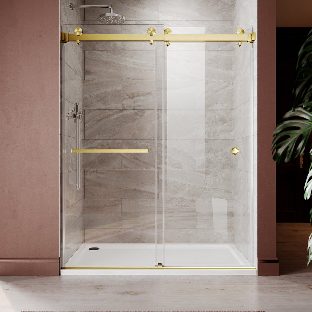 DSD01 50 to 55 in. W x 76 or 80 in. H Double Sliding Frameless Shower Door, EnduroShield 3/8 in. Clear Glass