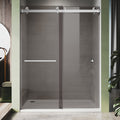 DSD01 56 to 60 in. W x 80 in. H Double Sliding Frameless Shower Door, Enduro Shield 3/8 in. Gray Glass