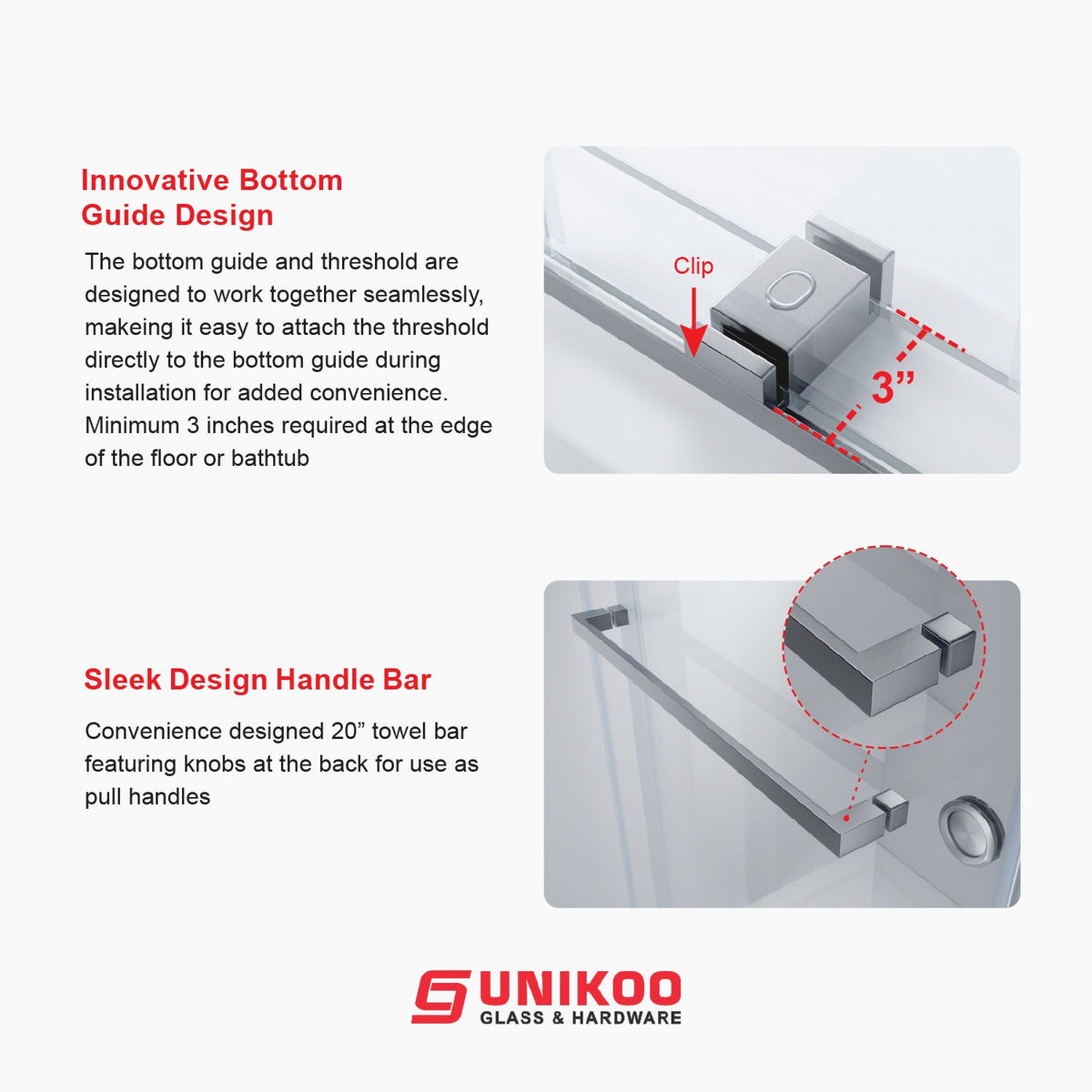 DSD01 61 to 65 in. W x 76 or 80 in. H Double Sliding Frameless Shower Door in, EnduroShield 3/8 in. Clear Glass