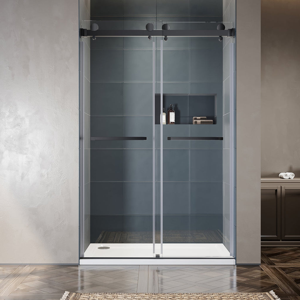 DSD01 50 to 55 in. W x 76 or 80in. 2TB H Double Sliding Frameless Shower Door, EnduroShield 3/8 in. Clear Glass