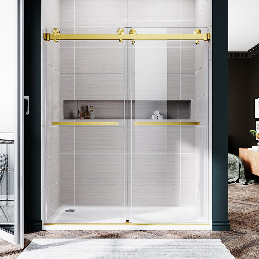DSD01 56 to 60 in. W x 72 or 76in. 2FP H Double Sliding Frameless Shower Door, EnduroShield 3/8 in. Clear Glass