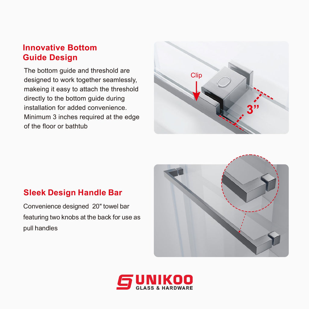 DS01-56 to 60 in. W x 80in. 2TB H Double Sliding Frameless Shower Door, EnduroShield 3/8 in. Acid Etch Glass
