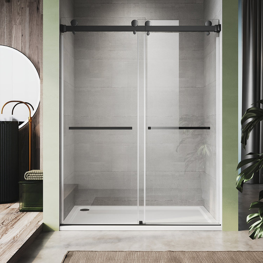 DS01-56 to 60 in. W x 80in. 2TB H Double Sliding Frameless Shower Door, EnduroShield 3/8 in. Optiwhite Glass