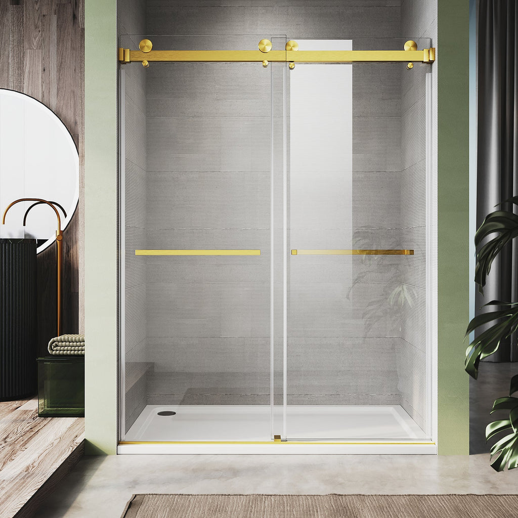 DS01-56 to 60 in. W x 80in. 2TB H Double Sliding Frameless Shower Door, EnduroShield 3/8 in. Optiwhite Glass