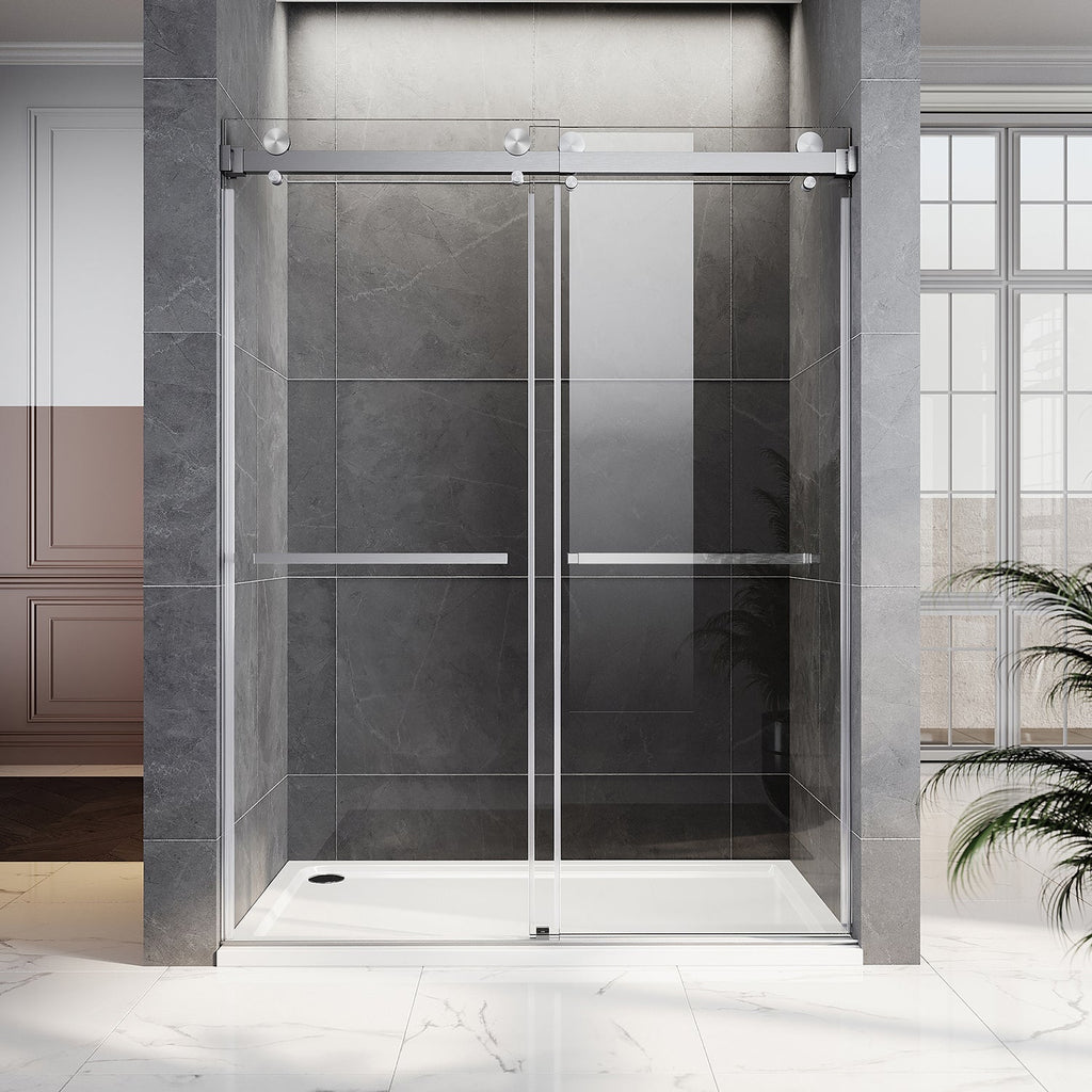 DSD01 66 to 72 in. W x72, 76 or 80in. 2TB H Double Sliding Frameless Shower Door, EnduroShield 3/8 in. Clear Glass