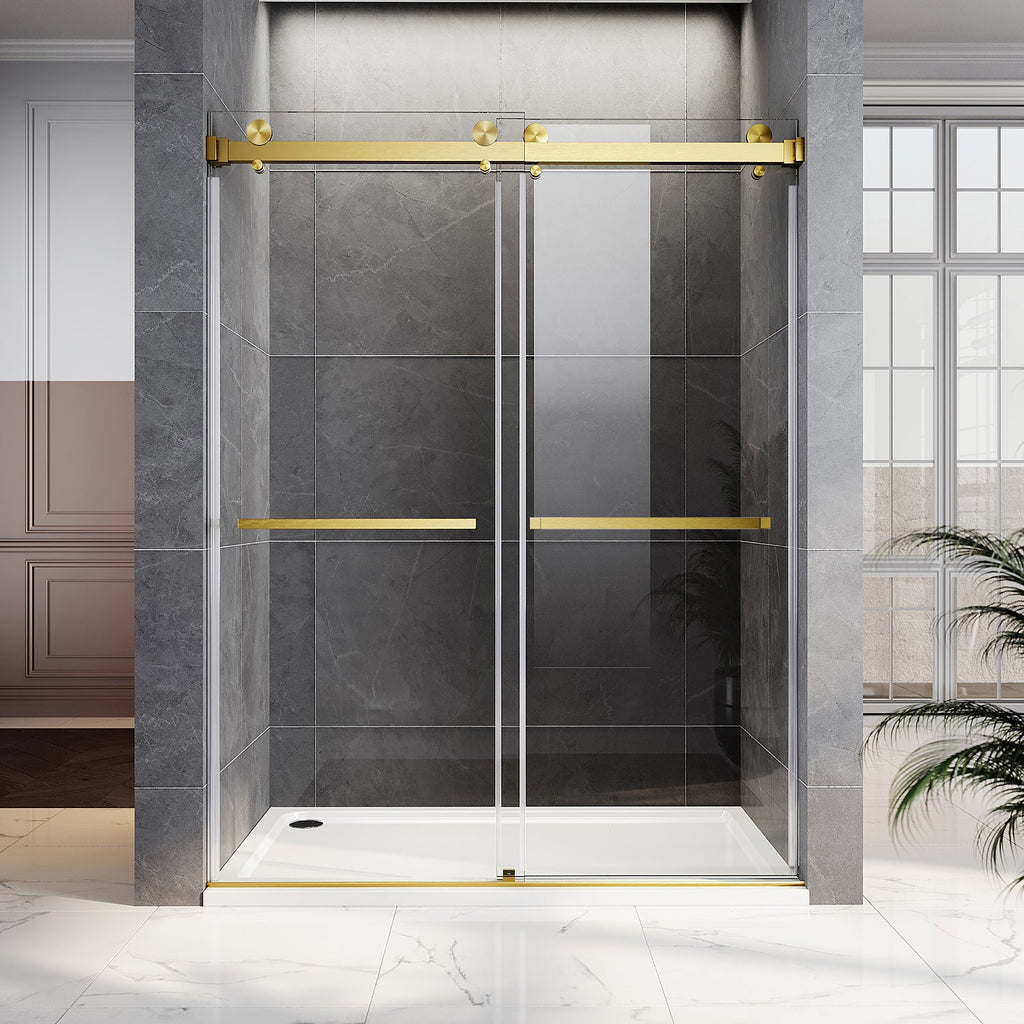 DSD01 66 to 72 in. W x72, 76 or 80in. 2TB H Double Sliding Frameless Shower Door, EnduroShield 3/8 in. Clear Glass
