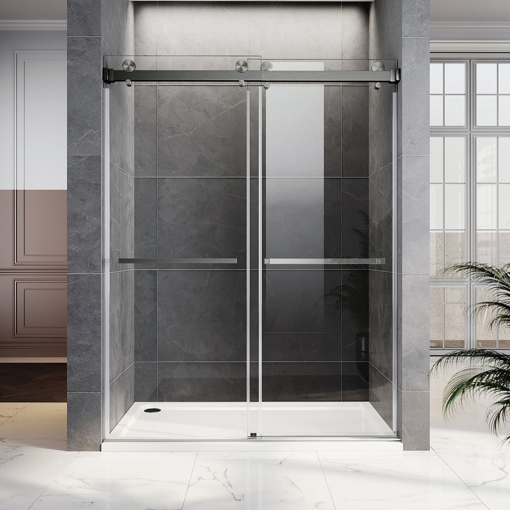 DSD01 66 to 72 in. W x72, 76 or 80in. 2TB H Double Sliding Frameless Shower Door, EnduroShield 3/8 in. Clear Glass
