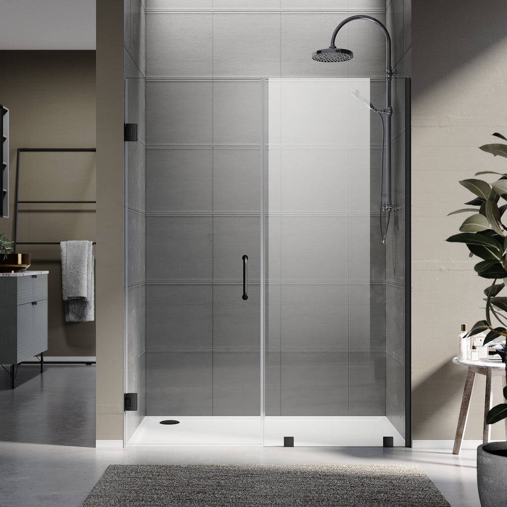 DSH07 67-1/8 in. to 68 in. W x 80 in. H Frameless Swing Shower Door in with Double 3/8" (10mm) Certified Tempered Clear Glass in 30/32 in. Door Panel