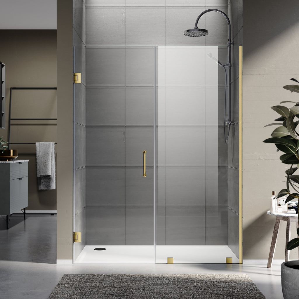 DSH07 66-1/8 in. to 67 in. W x 80 in. H Frameless Swing Shower Door in with Double 3/8" (10mm) Certified Tempered Clear Glass in 30/32 in. Door Panel