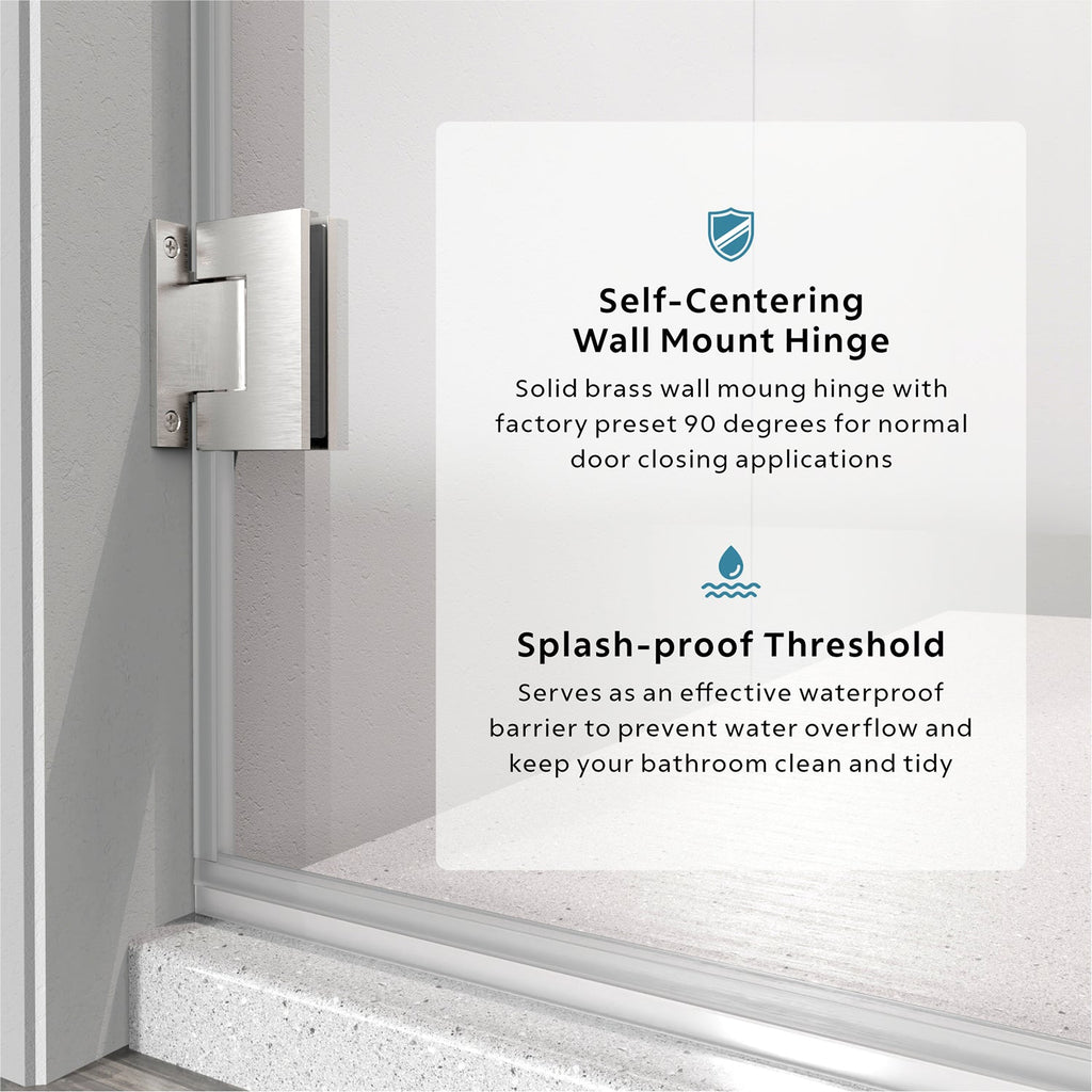 DSH07 71-1/8 in. to 72 in. W x 80 in. H Frameless Swing Shower Door in with Double 3/8" (10mm) Certified Tempered Clear Glass in 30/32 in. Door Panel