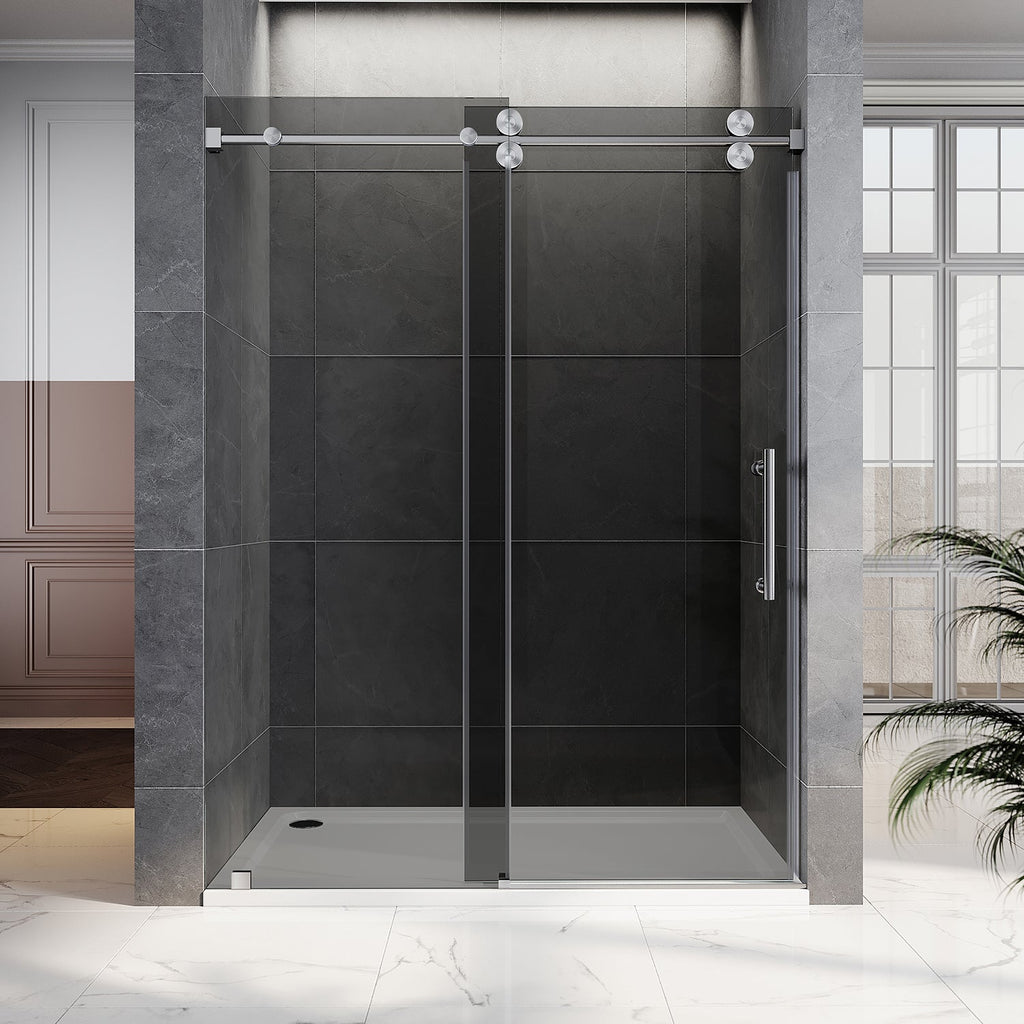 DS04 - 56 to 60 in. W x 80 in. H Sliding Frameless Shower Door, EnduroShield 3/8 in. Gray Glass