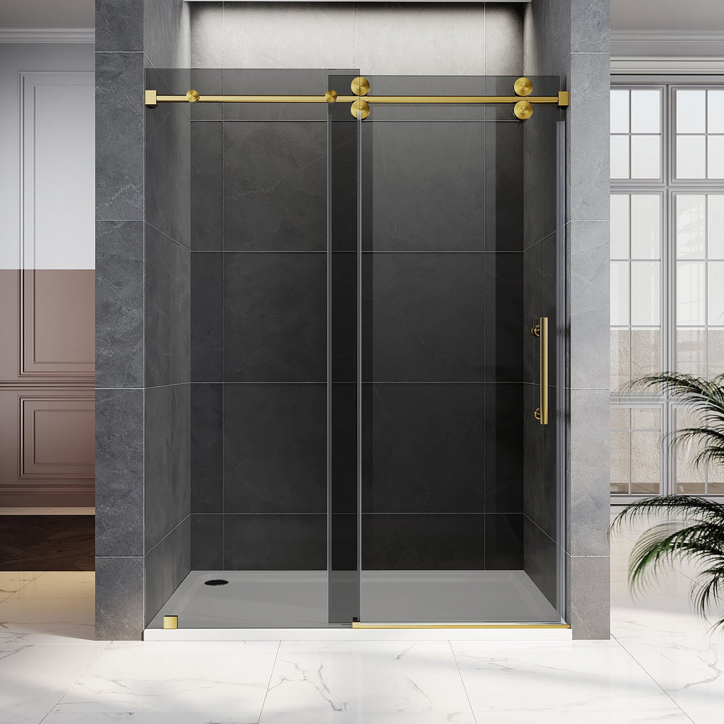 DS04 - 56 to 60 in. W x 80 in. H Sliding Frameless Shower Door, EnduroShield 3/8 in. Gray Glass