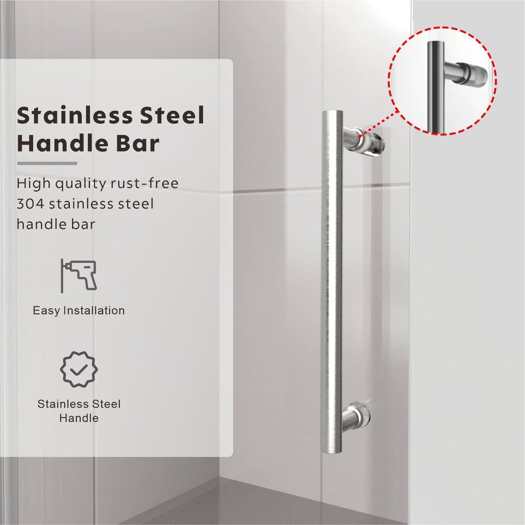 DS04RP 50 to 55 in. W x 32-36 in. D x 80 in. H U-Channel Frameless Sliding Shower Door in with EnduroShield 3/8 in. Clear Glass