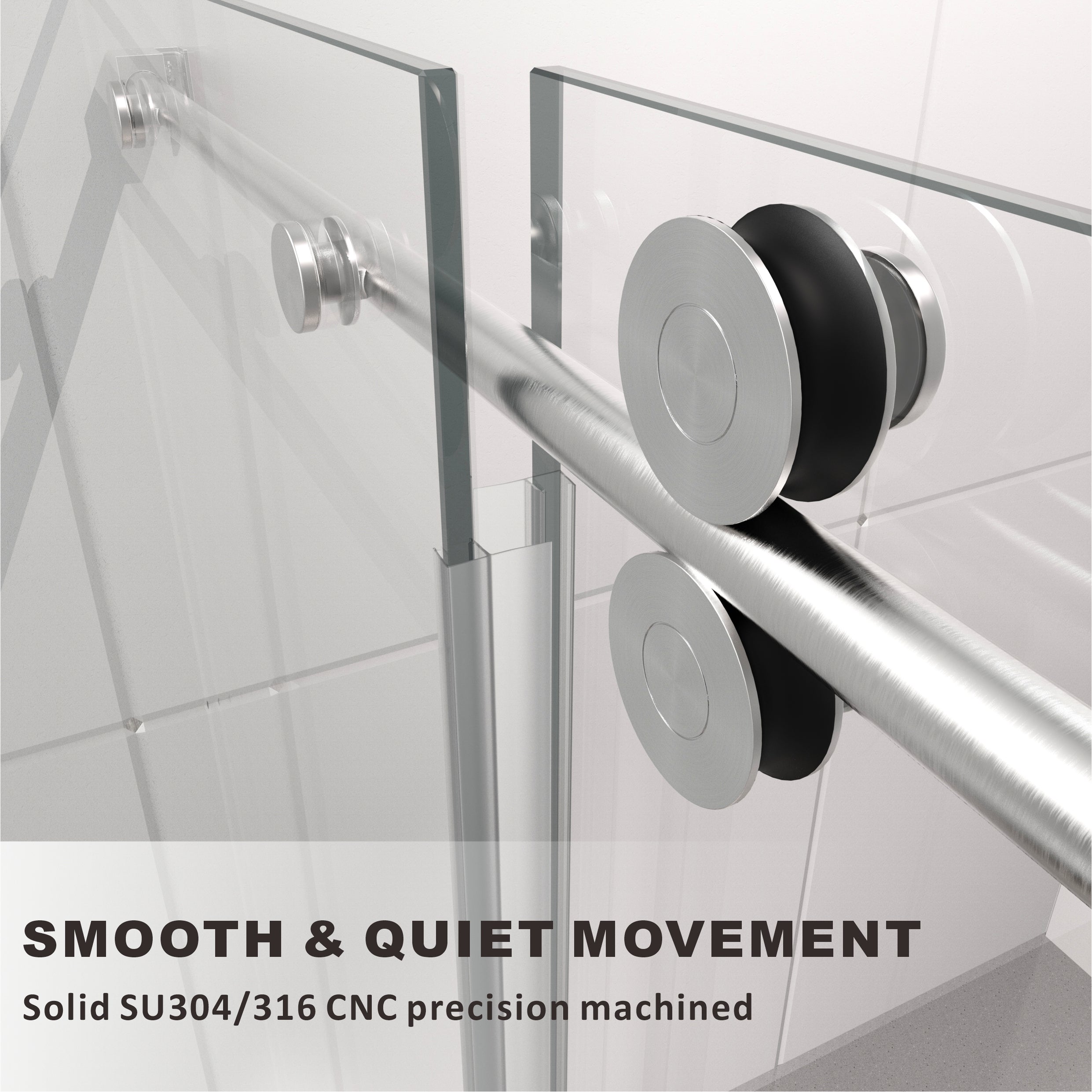 DS04 - 56 to 60 in. W x 80 in. H Sliding Frameless Shower Door, EnduroShield 3/8 in. Acid Etch Glass