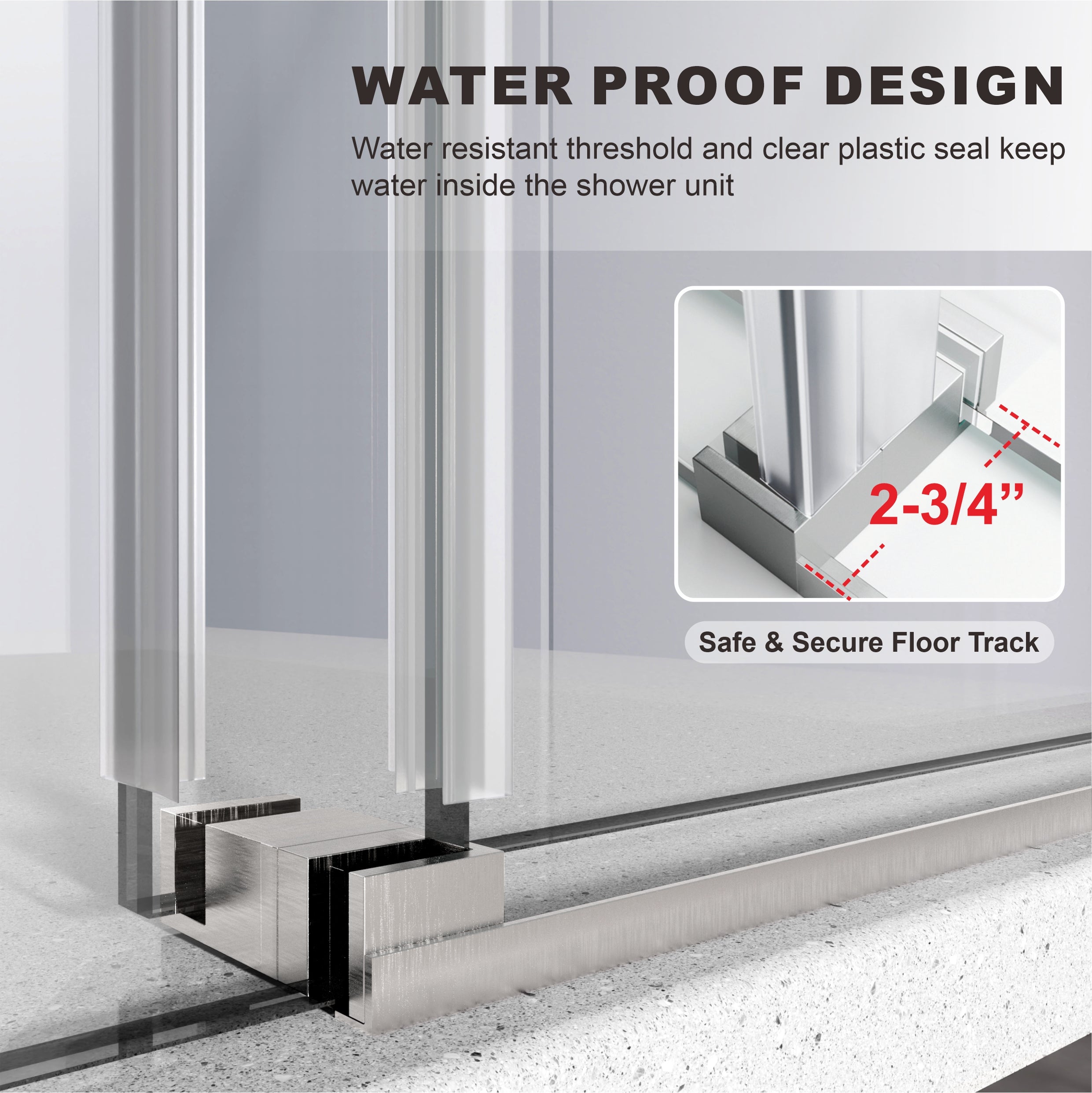 DS04 - 56 to 60 in. W x 80 in. H Sliding Frameless Shower Door, EnduroShield 3/8 in. Optiwhite Glass