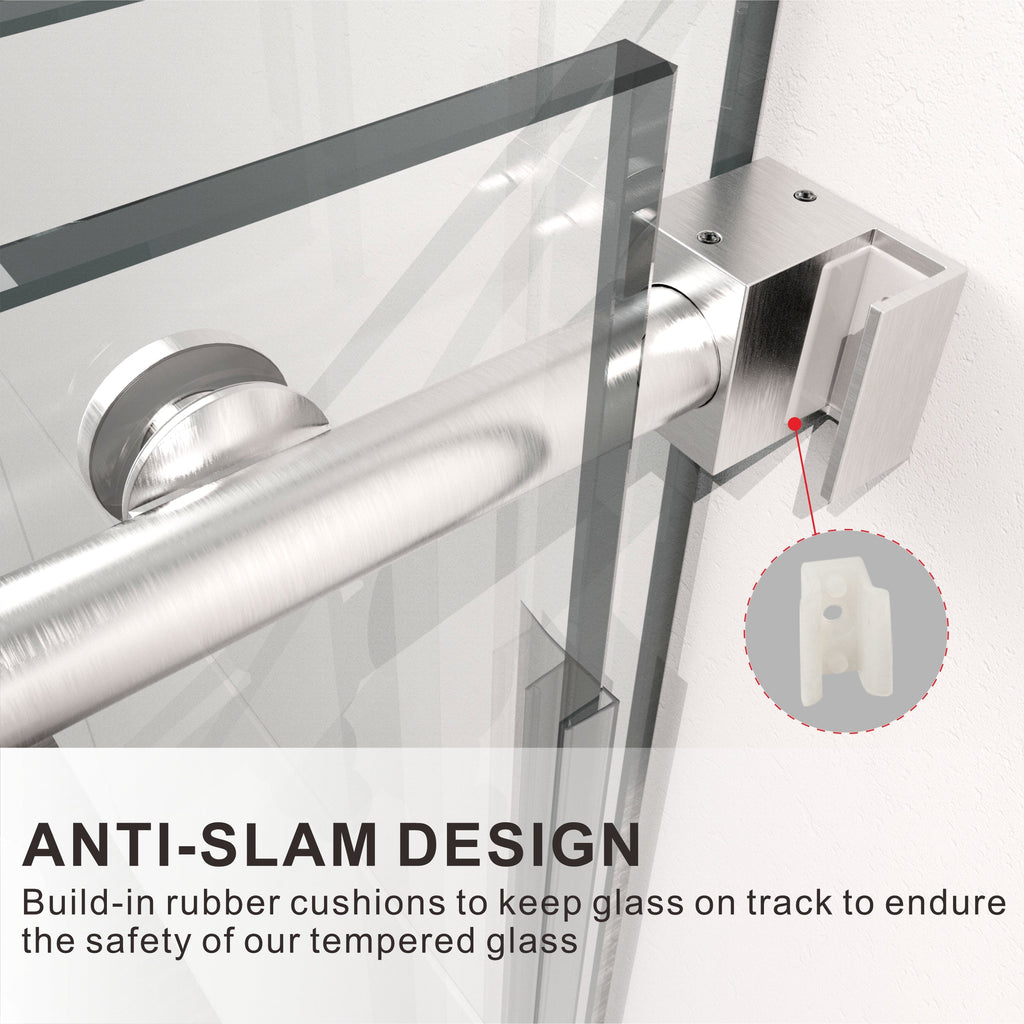 DS04 - 56 to 60 in. W x 80 in. H Sliding Frameless Shower Door, EnduroShield 3/8 in. Optiwhite Glass