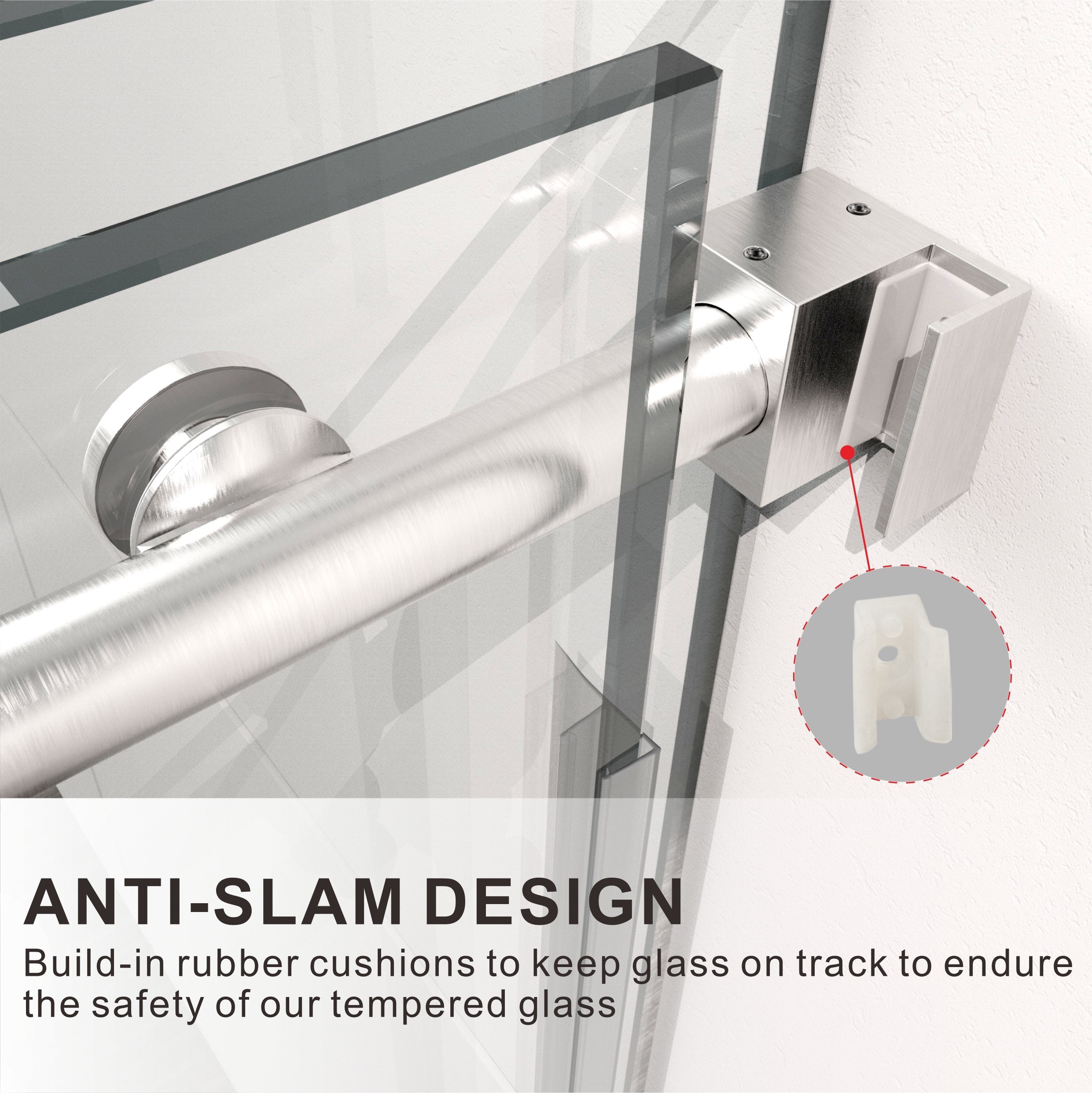 DS04 - 56 to 60 in. W x 80 in. H Sliding Frameless Shower Door, EnduroShield 3/8 in. Acid Etch Glass