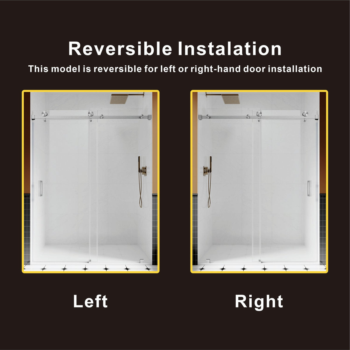 DS05 46 to 49 in. W x 76 or 80 in. H Sliding Frameless Shower Door, EnduroShield 3/8 in. SGCC Clear Glass