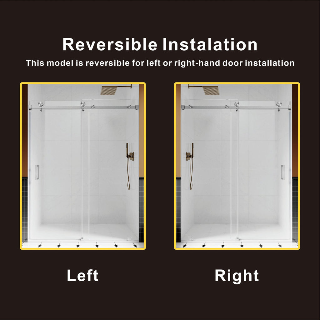 DS05 50 to 55 in. W x 76 or 80in. H Sliding Frameless Shower Door, EnduroShield 3/8 in. SGCC Clear Glass