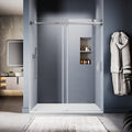 DS05 50 to 55 in. W x 76 or 80in. H Sliding Frameless Shower Door, EnduroShield 3/8 in. SGCC Clear Glass