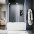 DS05 56 to 60 in. W x 66 in. H Sliding Frameless Bathtub Door with EnduroShield 3/8" SGCC Clear Glass