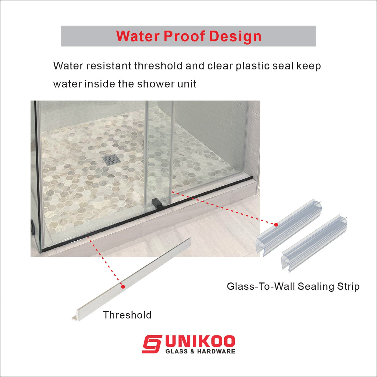 DS05 61 to 65 in. W x 76 or 80 in. H Sliding Frameless Shower Door, EnduroShield 3/8 in. SGCC Clear Glass