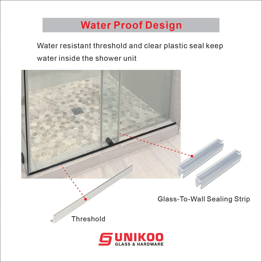 DS05 66 to 72 in. W x 76 or 80 in. H Sliding Frameless Shower Door, EnduroShield 3/8 in. SGCC Clear Glass